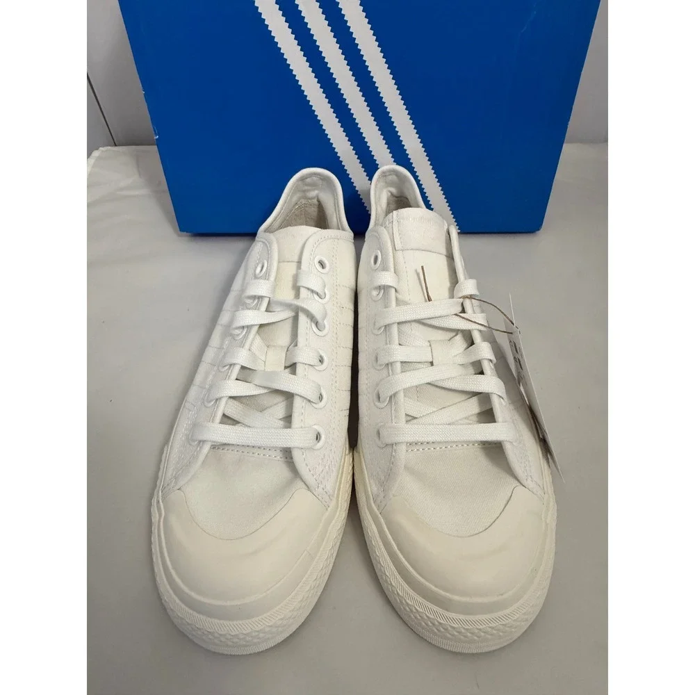 Adidas‎ Sneakers Nizza RF Low Top Size 8 White Canvas Rubber Toe Cap EF1883